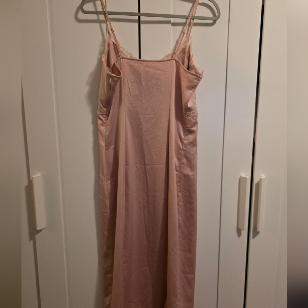 Open Edit Pink Smoke Slipndress Midi Satin Lace Trim Size M - Picture 4 of 8